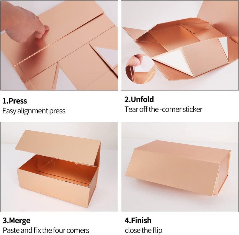 ROSTELACK Gift Boxes 10"x6"x3" with Magnetic Closure Lid Gift Boxes for Presents,Bridesmaid Gifts Box,Cute Box,Luxury for Gift Packaging, Magnetic Gift Box for Wrapping Gifts (Rose Gold/5PCS) - Image 3